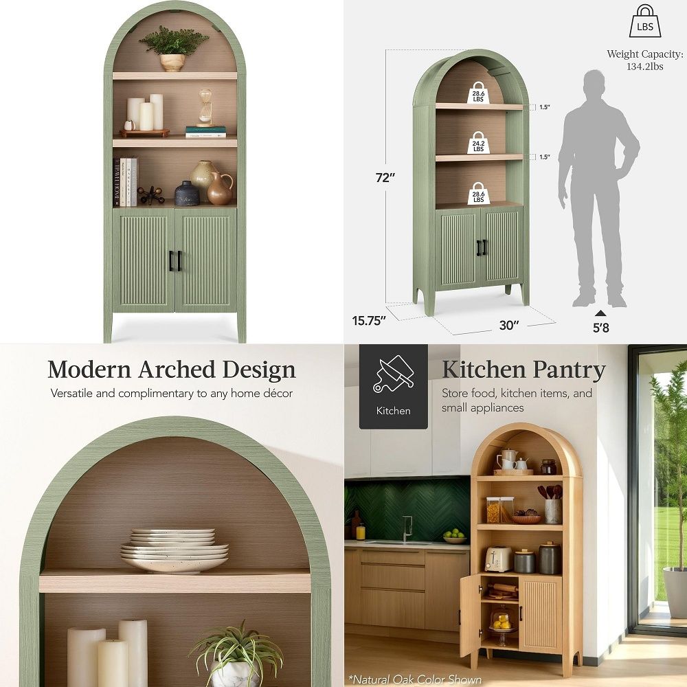 Storage & Organization - 71 Tall Arched Kitchen Pantry, Modern