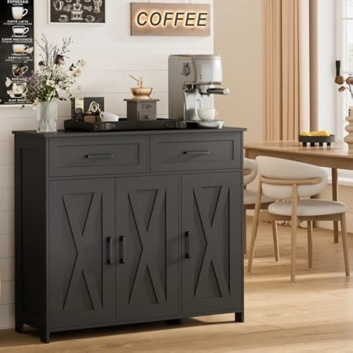 Storage & Organization - Coffee Bar Storage Cabinet with Drawers,