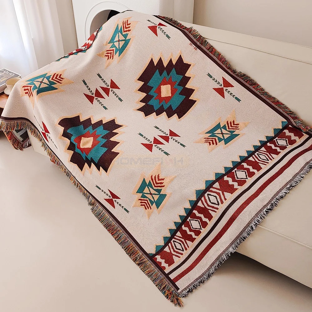 Boho Throw Blanket Fringe - Aztec Blanket Oversized Boho Throw Blanket