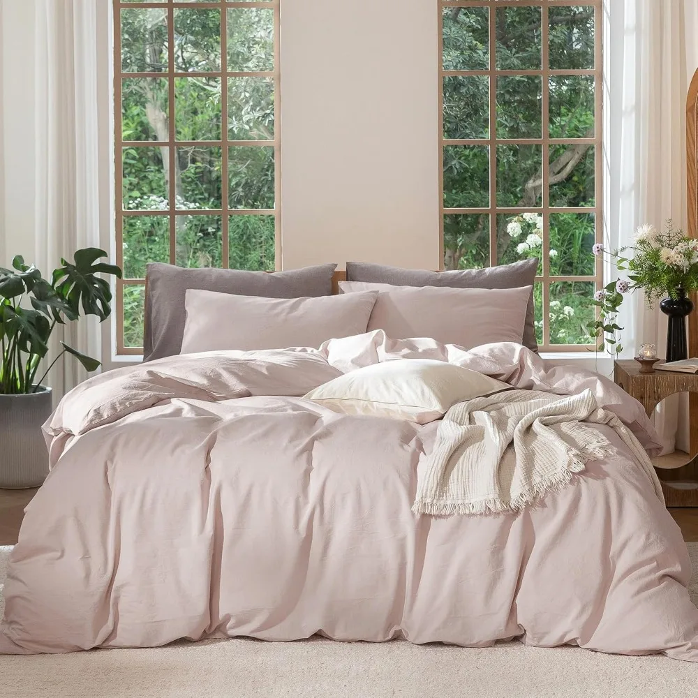 Duvet Cover Sets With Zipper - Duvet Cover Set 100% Washed Cotton