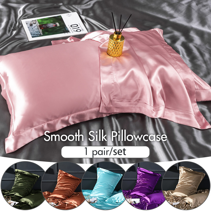 Satin Silk Pillowcase Hair Skin - 1 Pair Natural Mulberry Satin Pillow