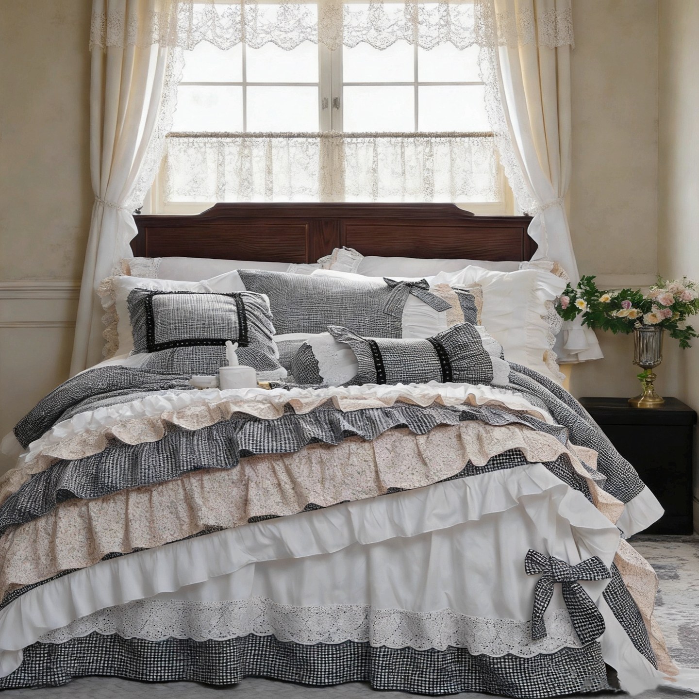 Aesthetic Floral Duvet Cover - Country Cottagecore Bedding Set Princess Aesthetic