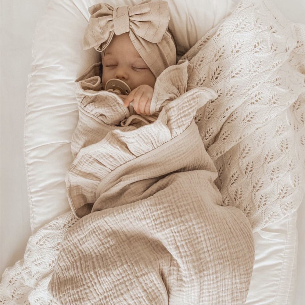 Muslin Cotton Bedspread - INS Ruffled Muslin Baby Swaddle Blankets