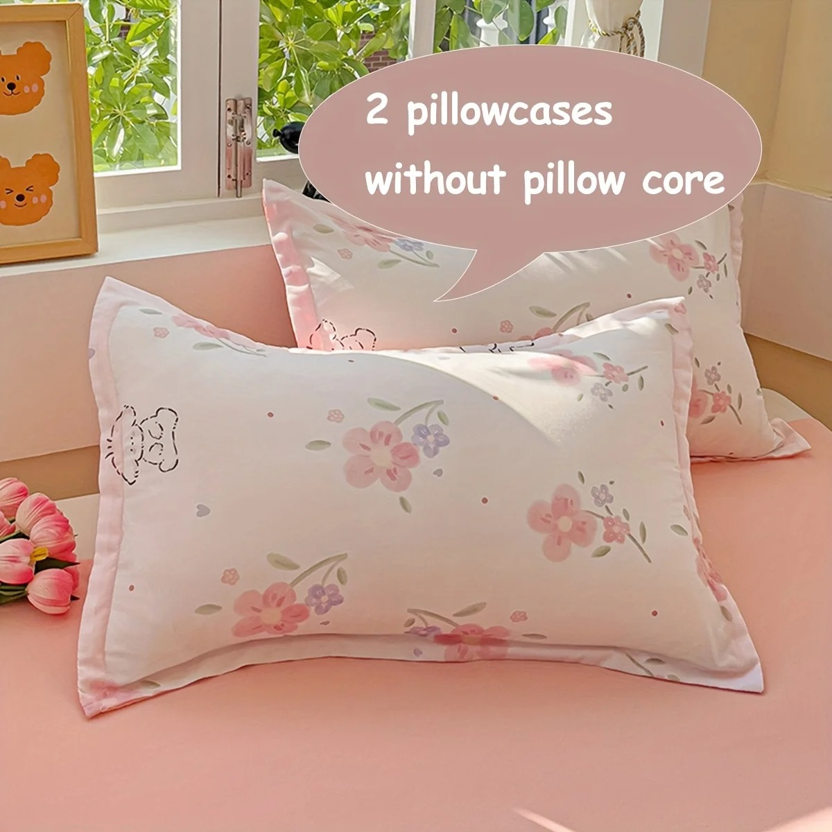 4Pcs Soft Plain Floral Plant P - Duvet Cover Sets With Zipper ulasan dan harga