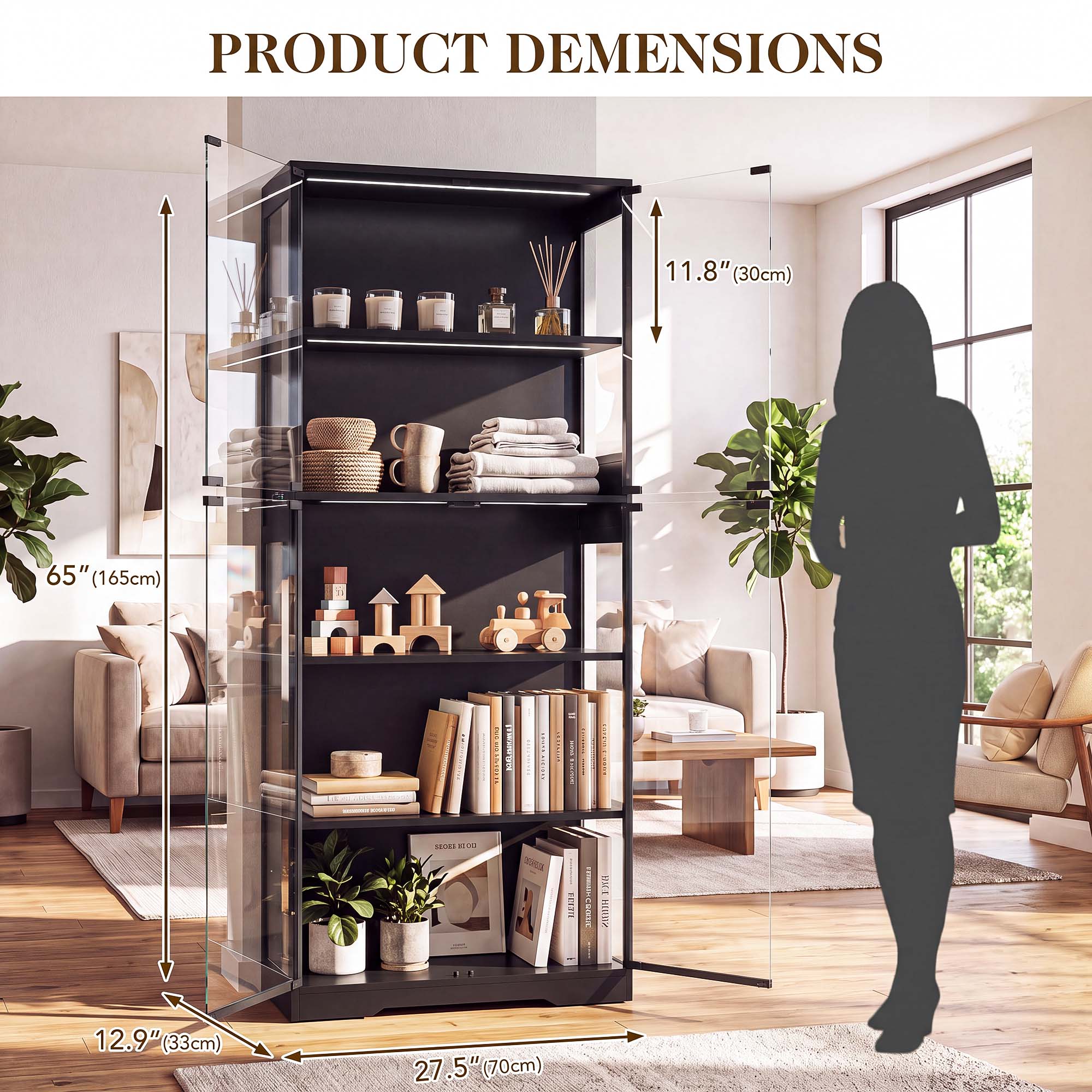 TCGBKAF 5‑Tier Display Cabinet - Storage & Organization ulasan dan harga