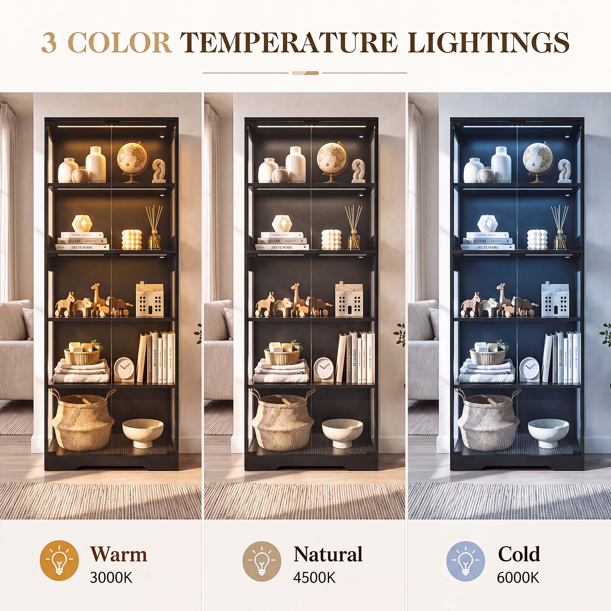 TCGBKAF 5‑Tier Display Cabinet - Storage & Organization ulasan dan harga