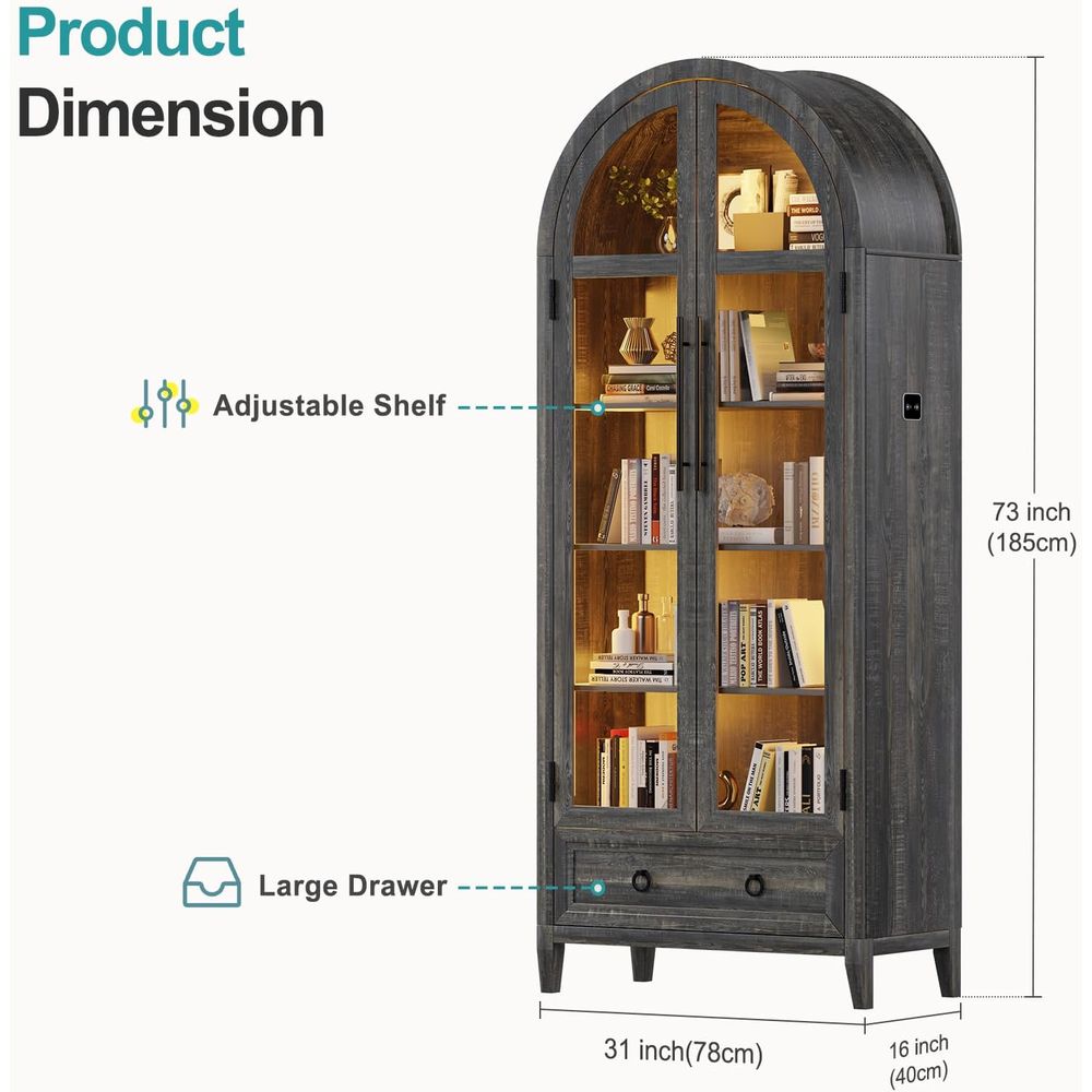 73 Arched Glass Display Cabine - Lighting ulasan dan harga