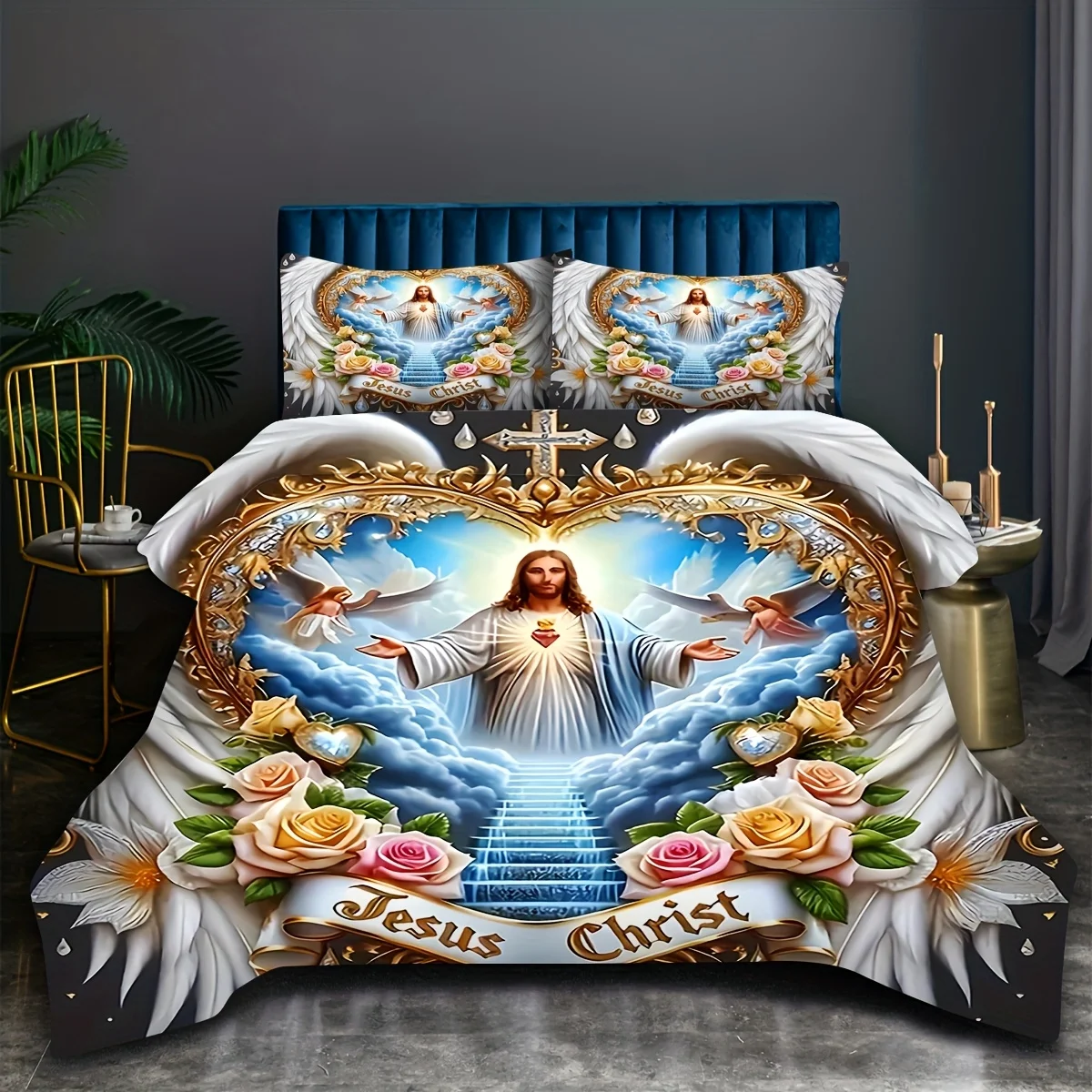 Sacred Devotion Wings Cross Fl - Duvet Cover Sets With Zipper ulasan dan harga