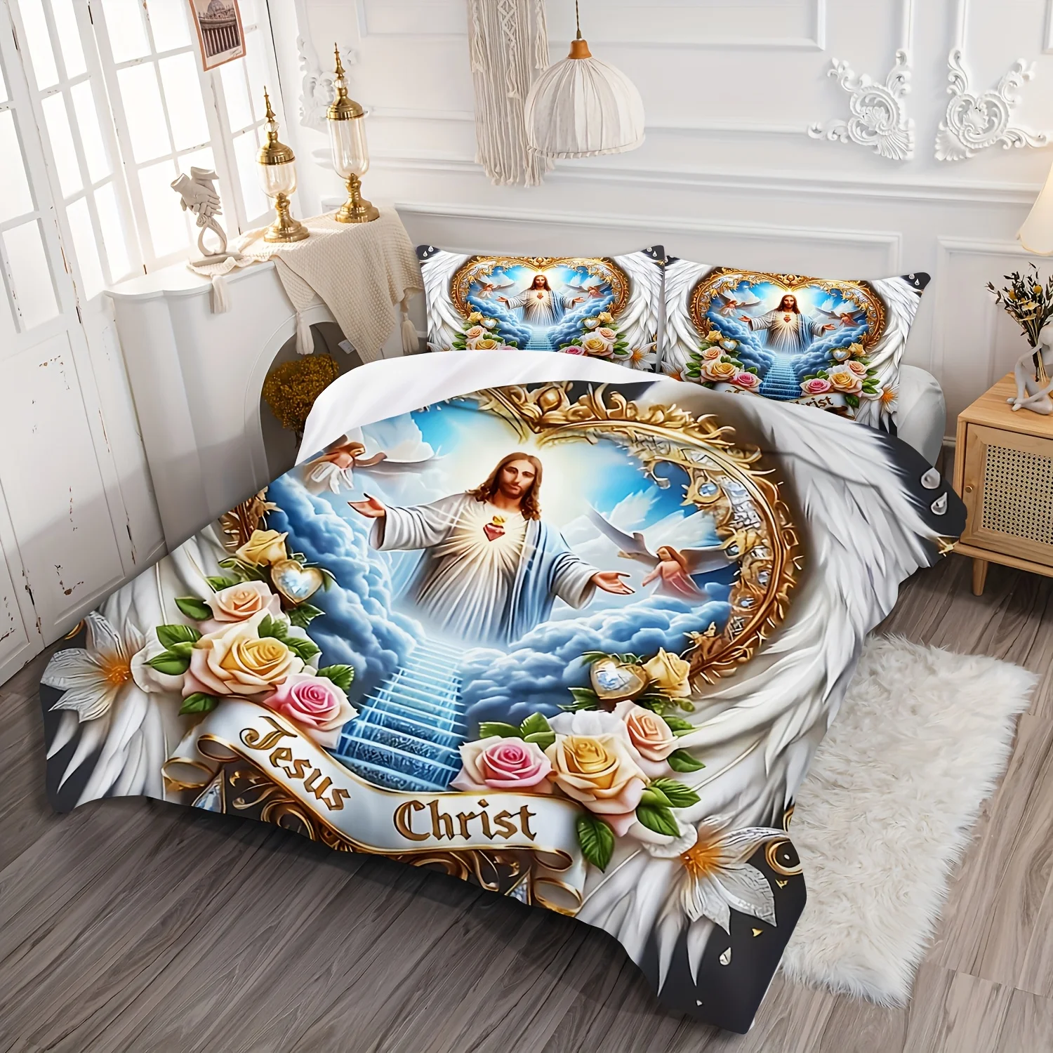 Sacred Devotion Wings Cross Fl - Duvet Cover Sets With Zipper ulasan dan harga