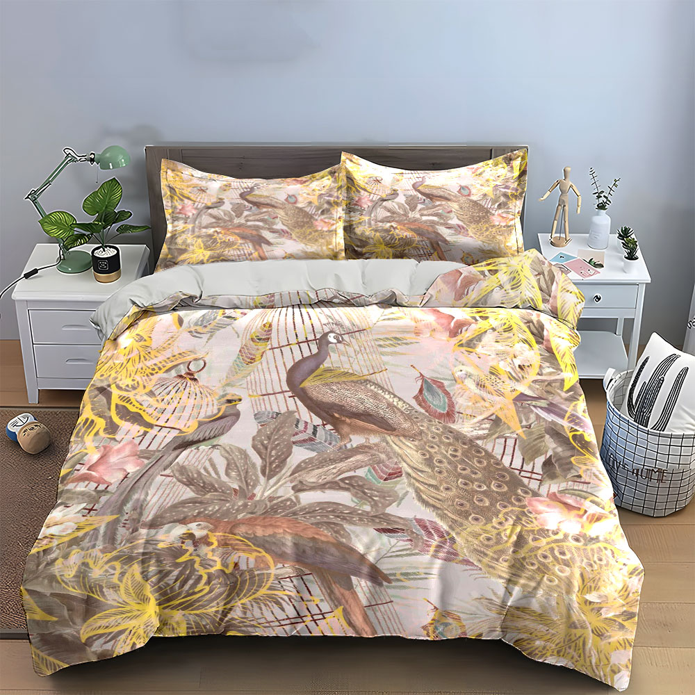 Vintage Peacock Birdcage Beddi - Aesthetic Floral Duvet Cover ulasan dan harga