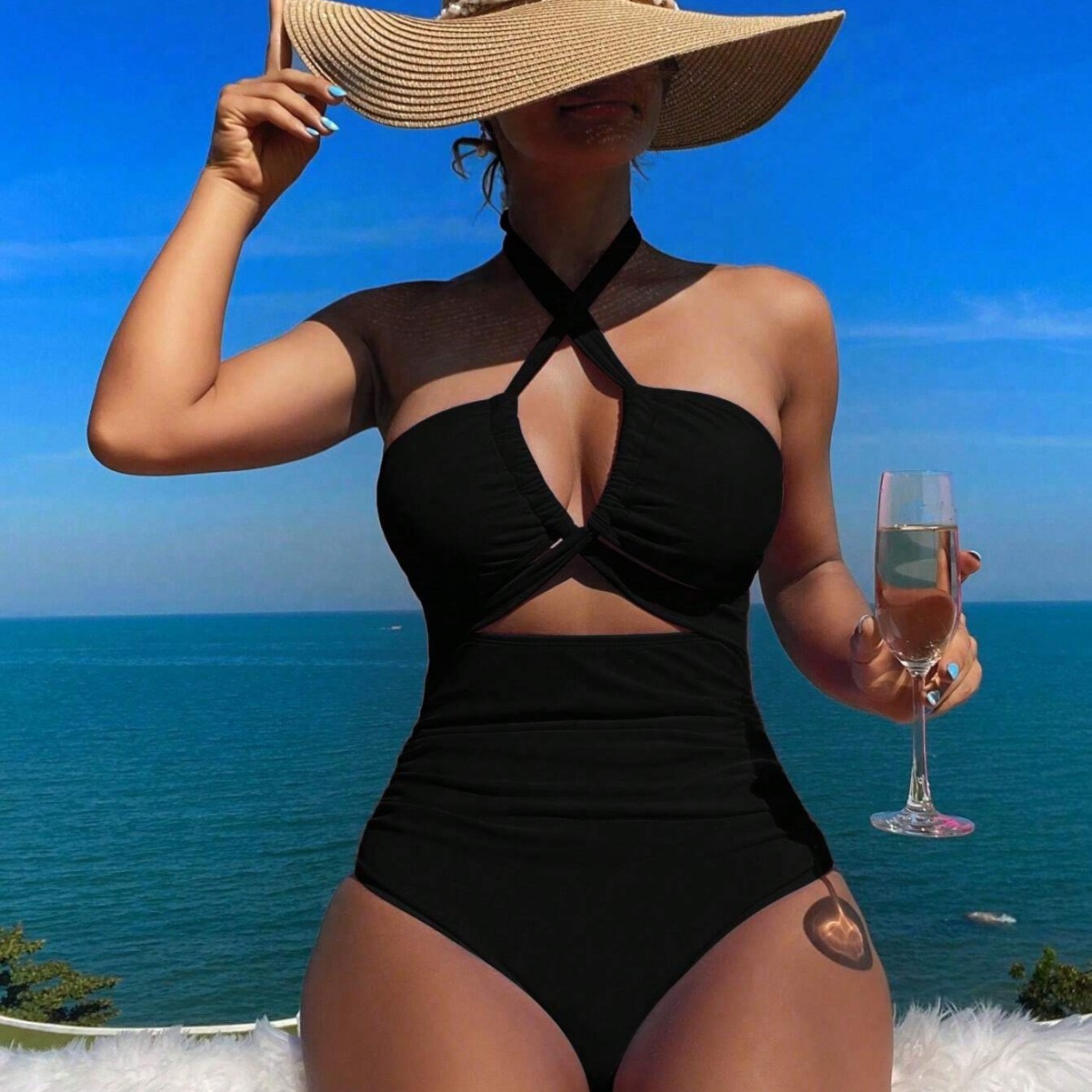 Women Swimsuit Halter Neck Sol - Bath ulasan dan harga