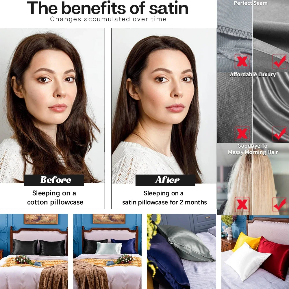 2 Pack Satin Pillowcase for Ha - Satin Silk Pillowcase Hair Skin ulasan dan harga