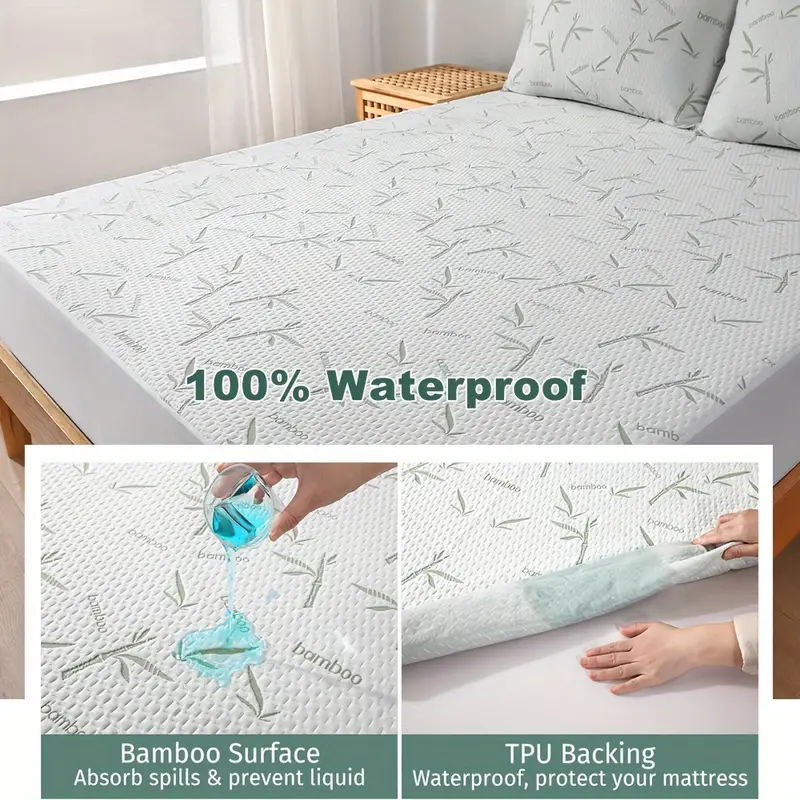 1pc Bamboo Mattress Protector, - Waterproof Mattress Protector Breathable ulasan dan harga