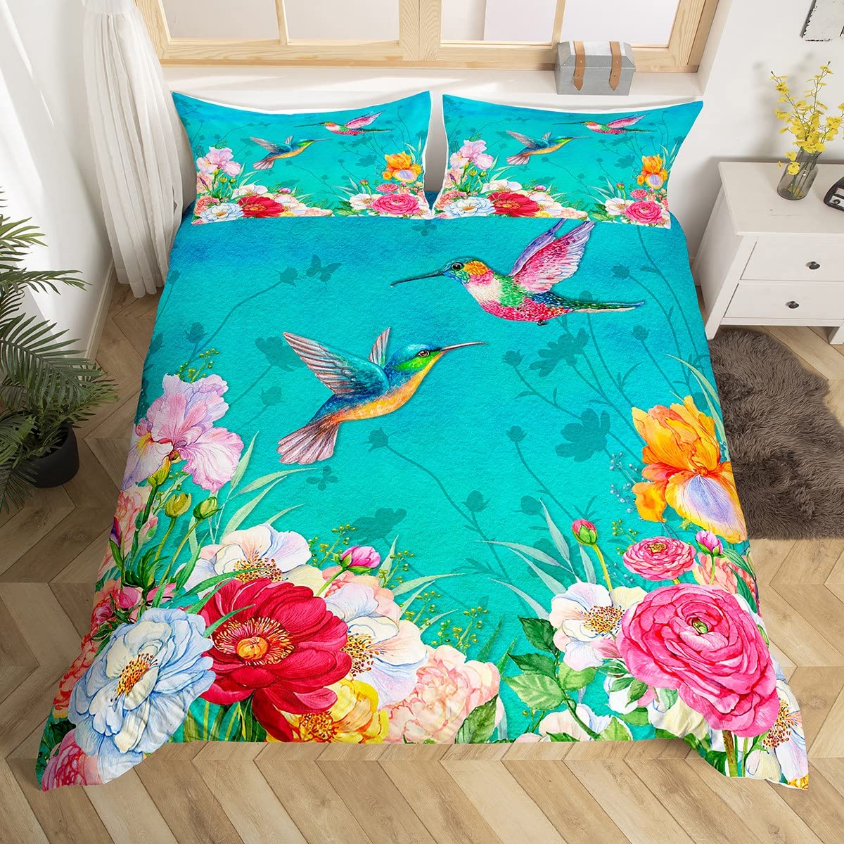 Hummingbird Bedding Set Luxury - Aesthetic Floral Duvet Cover ulasan dan harga