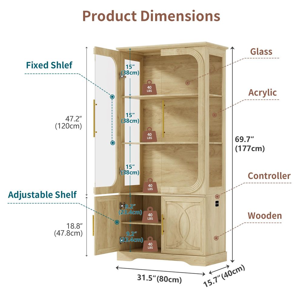 Display Cabinet with Glass Doo - Storage & Organization ulasan dan harga