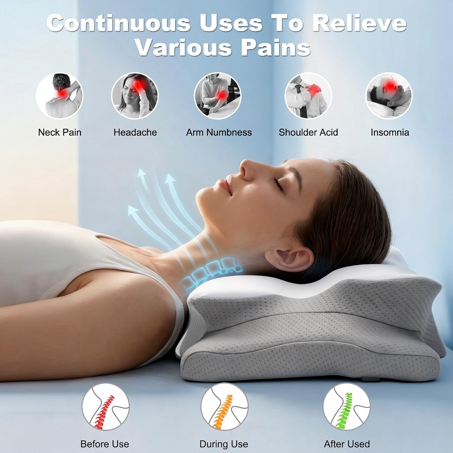 Cervical Neck Pillow for Pain  - Memory Foam Orthopedic Pillow Neck Pain ulasan dan harga