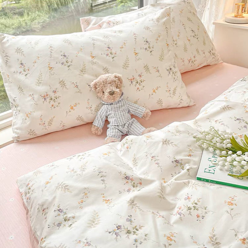 Ins Pink Flowers Bedding Set F - Aesthetic Floral Duvet Cover ulasan dan harga