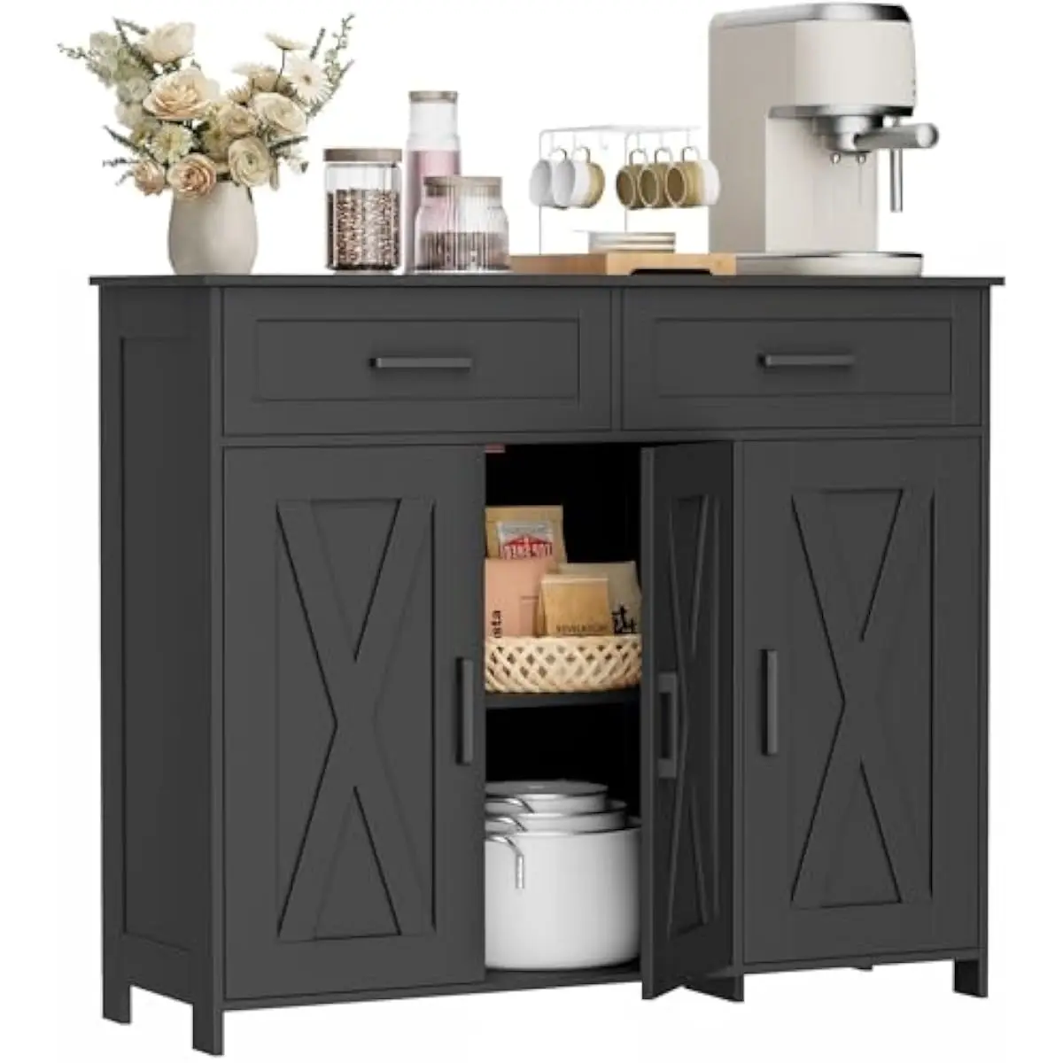 Coffee Bar Storage Cabinet wit - Storage & Organization ulasan dan harga