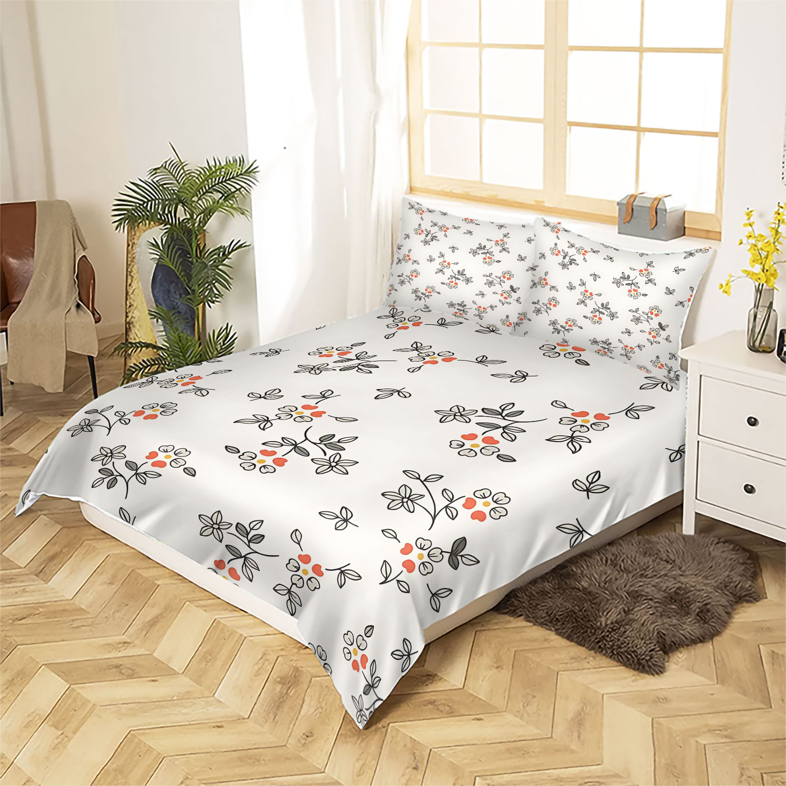 Minimal Hand-Drawn Thin Line O - Aesthetic Floral Duvet Cover ulasan dan harga