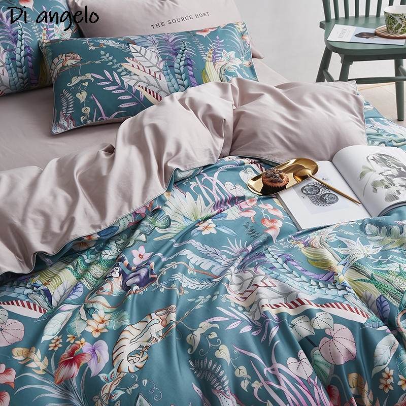 600TC 4Pcs Egyptian Cotton Flo - Aesthetic Floral Duvet Cover ulasan dan harga
