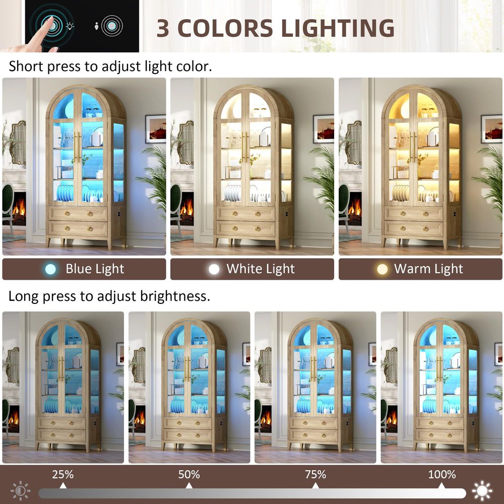 71 Arched Curio Cabinet with G - Lighting ulasan dan harga