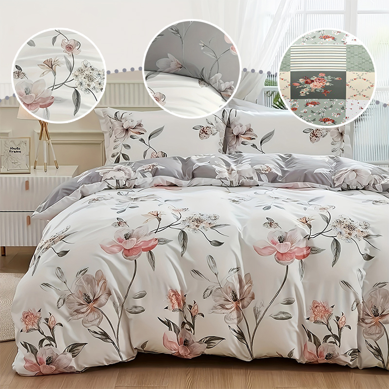 2/3PCS Green Floral Duvet Cove - Aesthetic Floral Duvet Cover ulasan dan harga