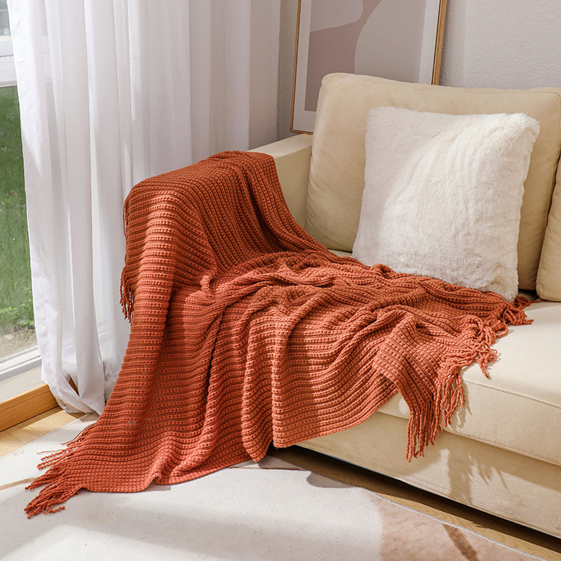 Boho Chunky Waffle Knit Throw  - Boho Throw Blanket Fringe ulasan dan harga