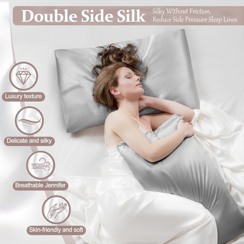 2pcs Satin Silk Pillowcase for - Satin Silk Pillowcase Hair Skin ulasan dan harga