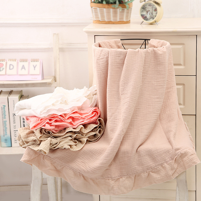 100% Cotton Ruffled Muslin Bla - Muslin Cotton Bedspread ulasan dan harga