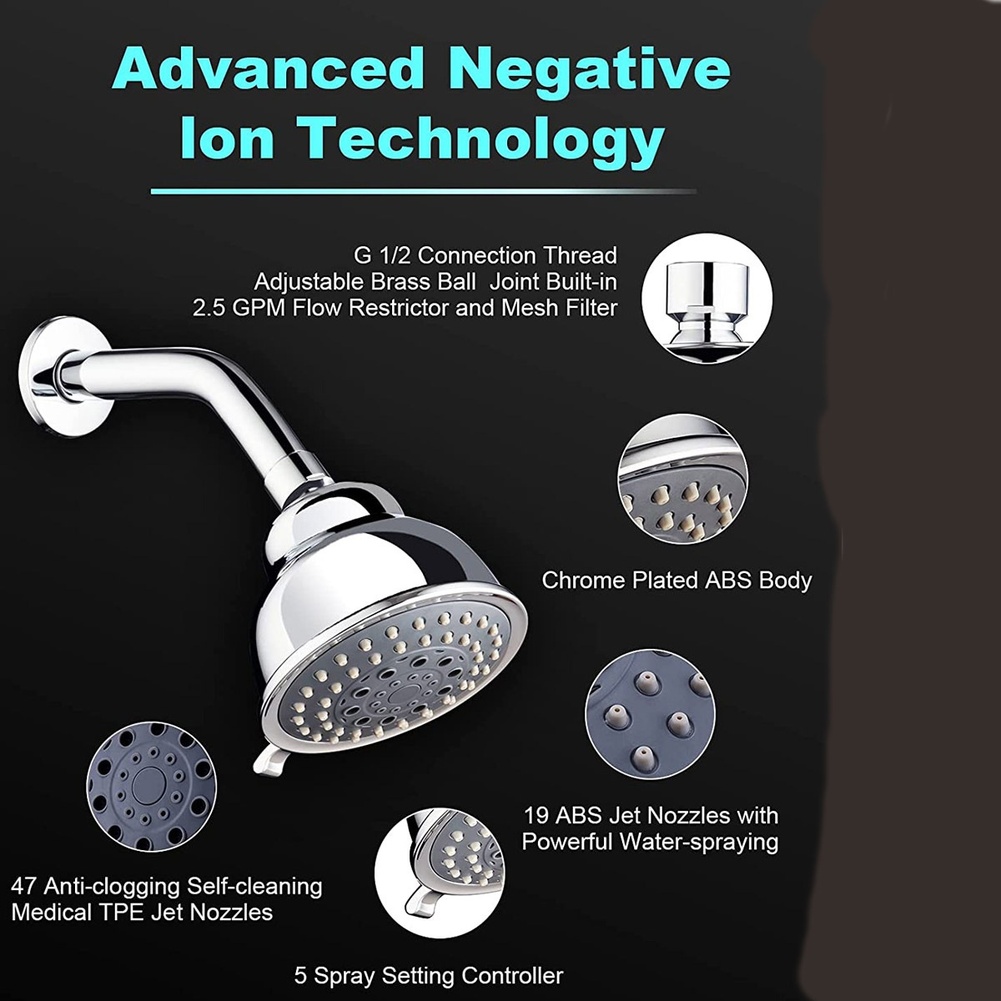 1pc Bathroom Shower Head 5 Gea - High Pressure Shower Head Handheld ulasan dan harga