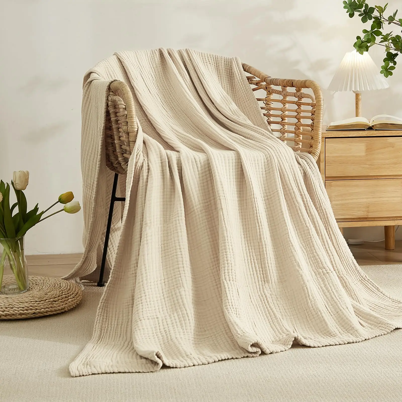 100% Cotton Blanket for Bed So - Muslin Cotton Bedspread ulasan dan harga