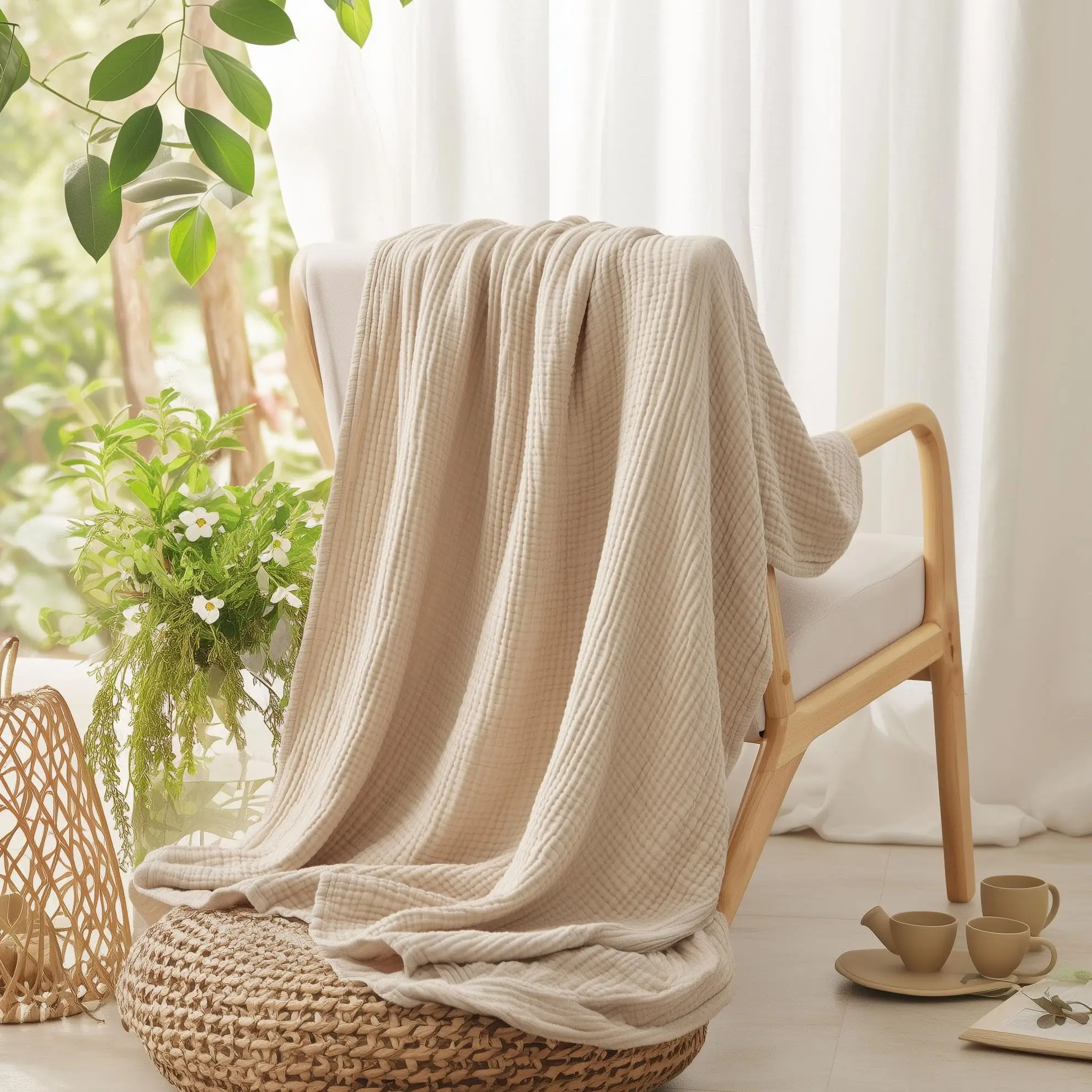 100% Cotton Blanket for Bed So - Muslin Cotton Bedspread ulasan dan harga