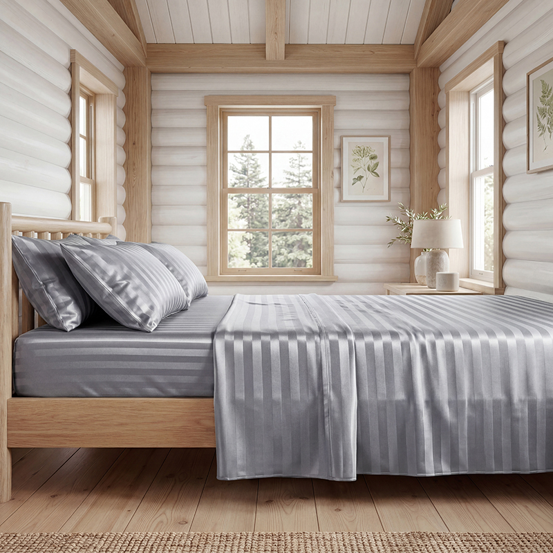 Wrinkle Resistant Striped Sati - Fitted Bed Sheets Deep Pocket ulasan dan harga