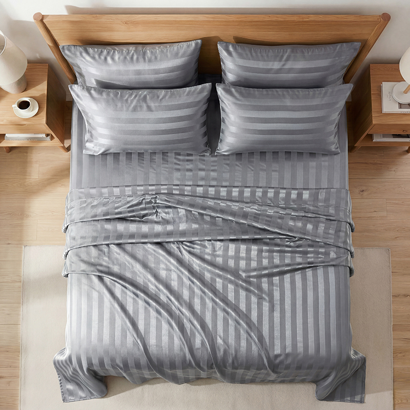 Wrinkle Resistant Striped Sati - Fitted Bed Sheets Deep Pocket ulasan dan harga