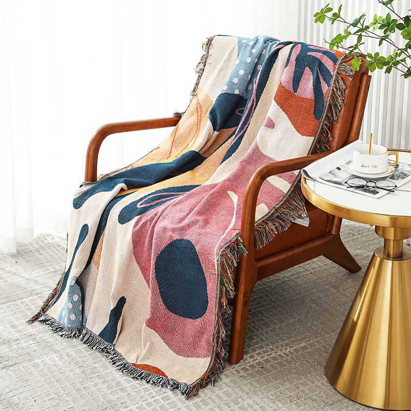 Boho Abstract Botanical Jacqua - Boho Throw Blanket Fringe ulasan dan harga