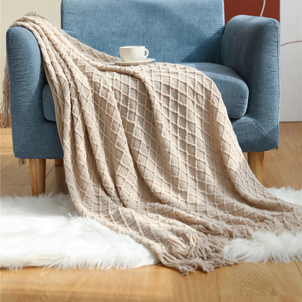 Textile City Diamond Knit Thro - Boho Throw Blanket Fringe ulasan dan harga