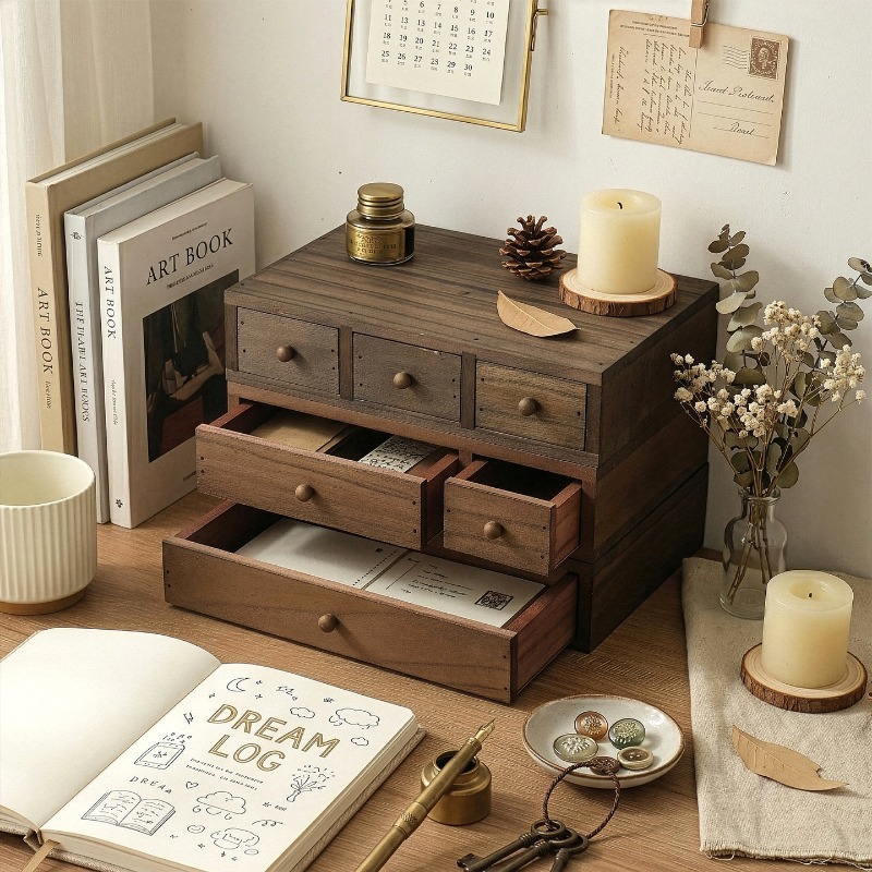 Wooden Desktop Storage Box Mon - Storage & Organization ulasan dan harga