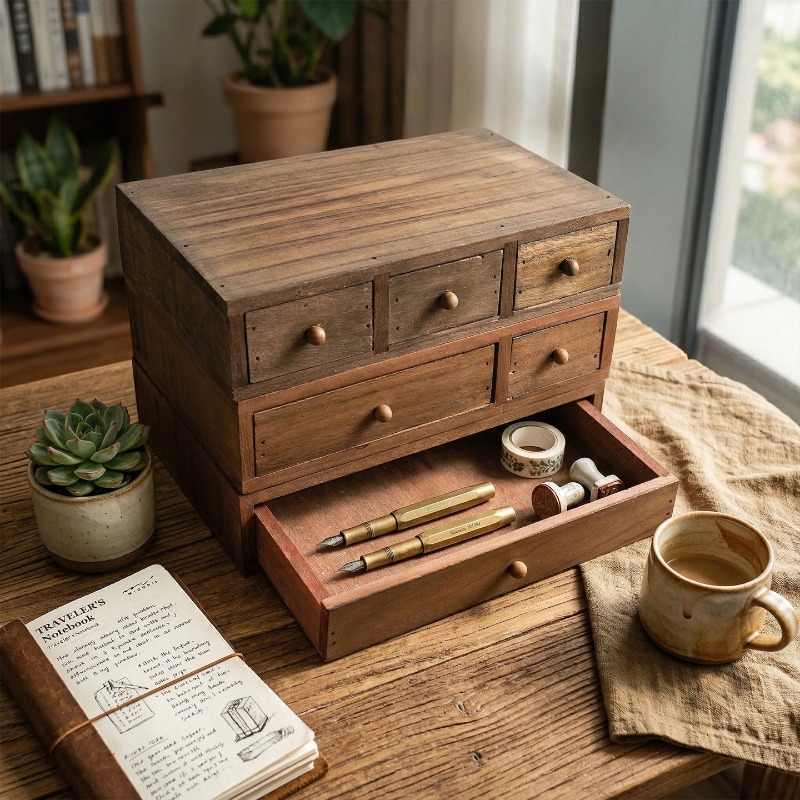 Wooden Desktop Storage Box Mon - Storage & Organization ulasan dan harga