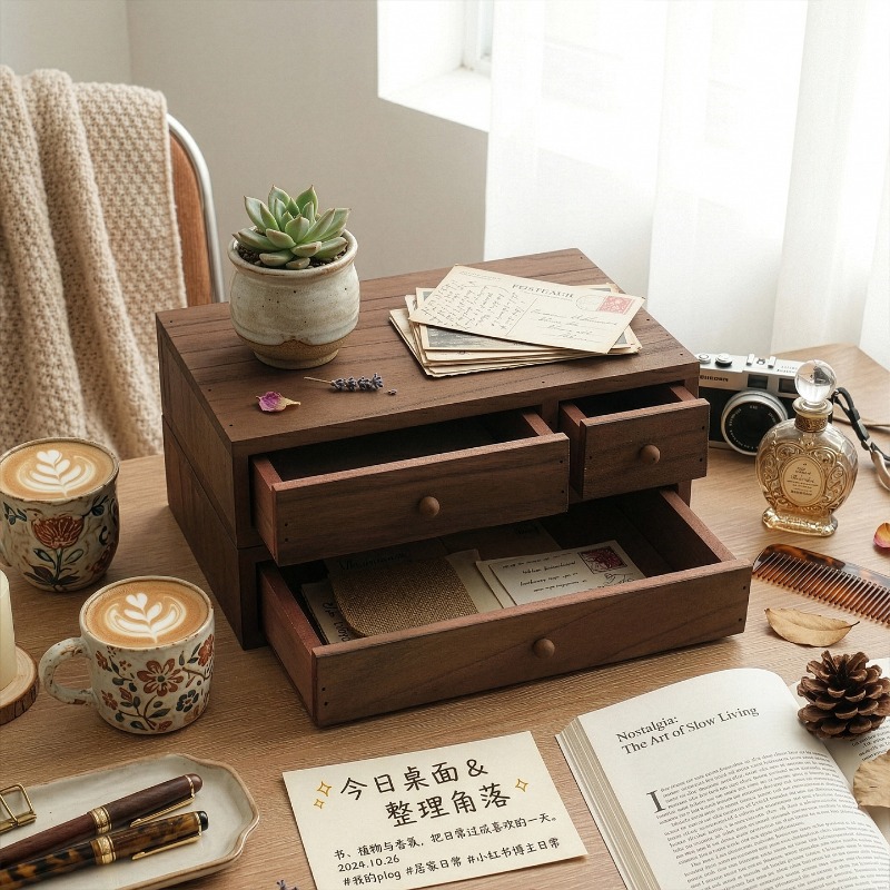 Wooden Desktop Storage Box Mon - Storage & Organization ulasan dan harga