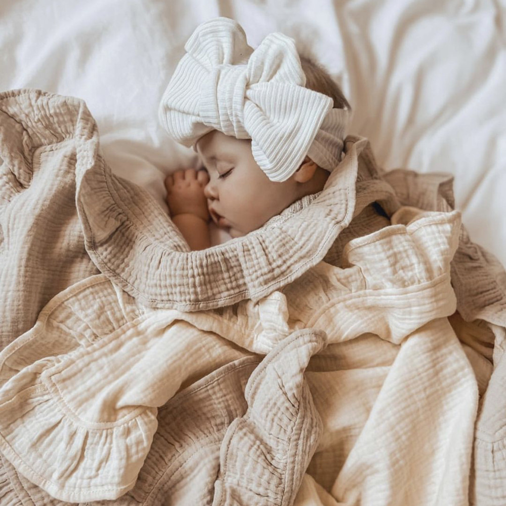 INS Ruffled Muslin Baby Swaddl - Muslin Cotton Bedspread ulasan dan harga